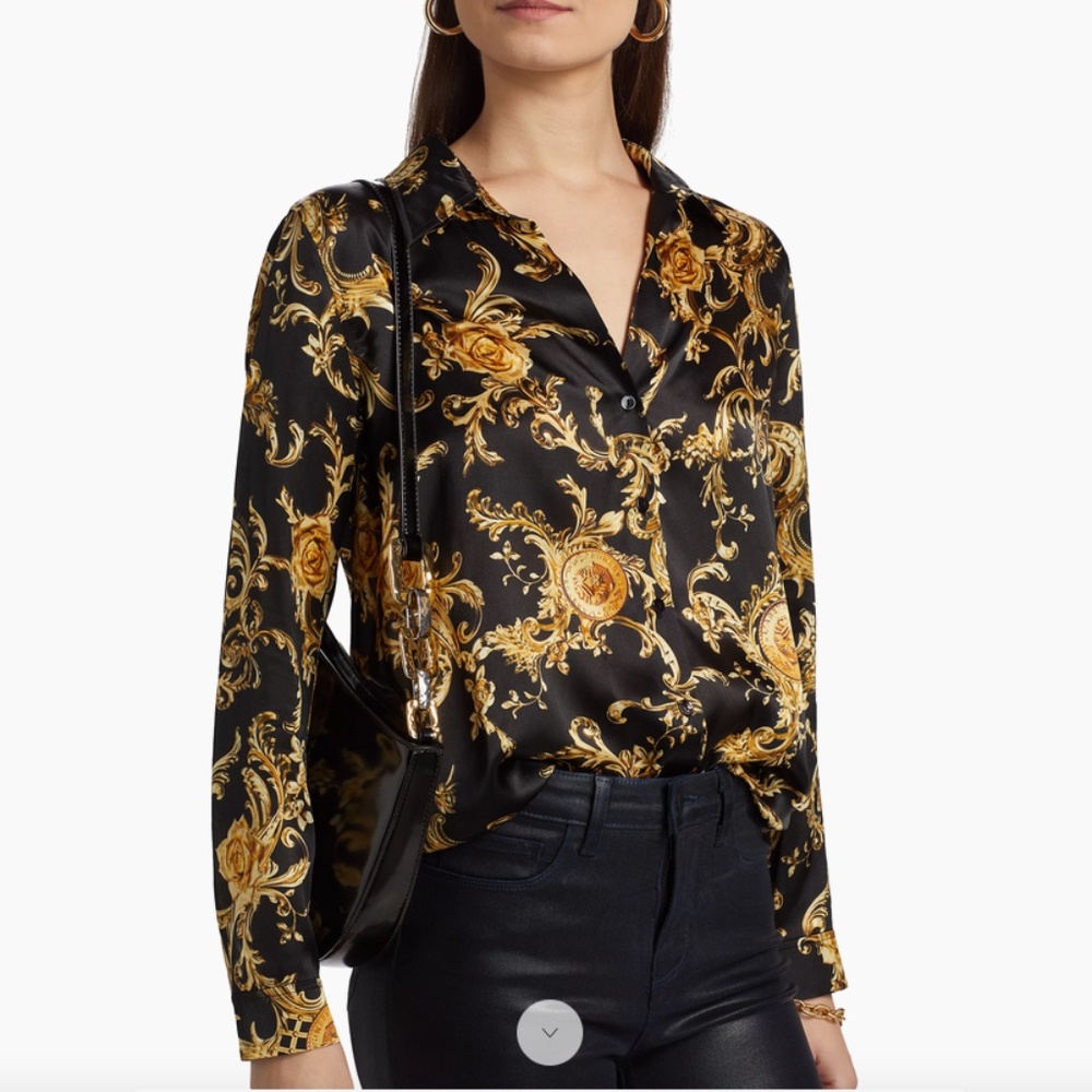 L'Agence Tyler Barocco Swirl Silk Blouse